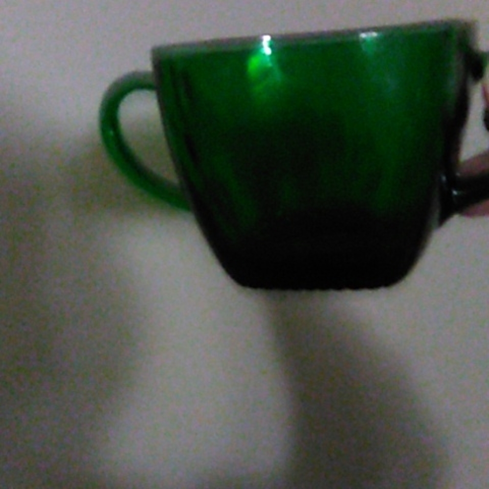 Vintage fire king hocking forest green charm open sugar bowl